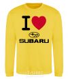 Sweatshirt I Love Subaru yellow фото