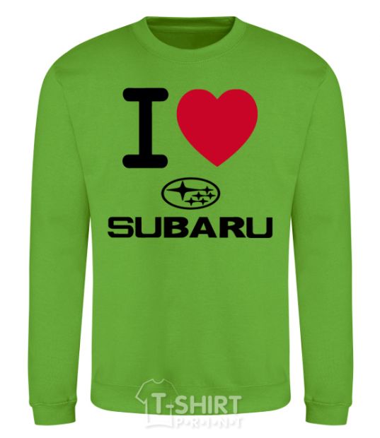 Свитшот I Love Subaru Лаймовый фото