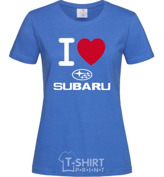 Женская футболка I Love Subaru Ярко-синий фото