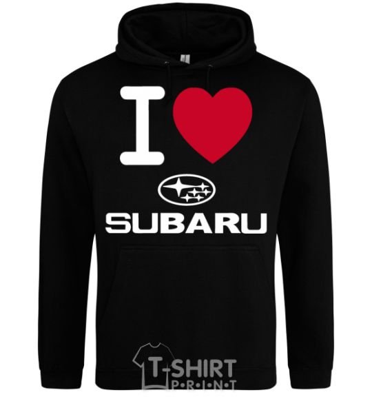 Мужская толстовка (худи) I Love Subaru Черный фото