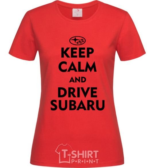 Women's T-shirt Drive Subaru red фото