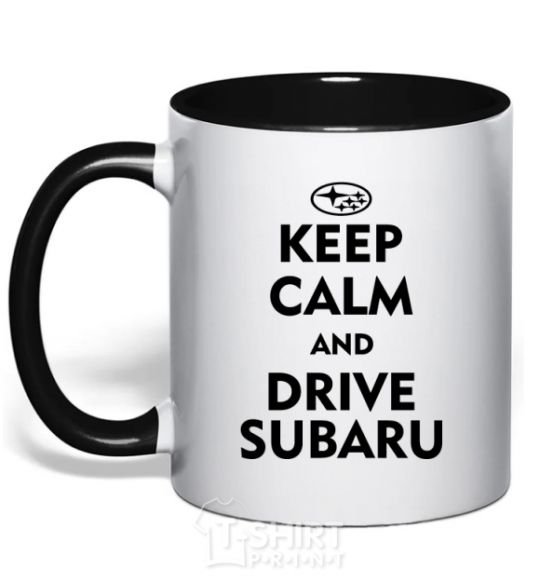 Mug with a colored handle Drive Subaru black фото