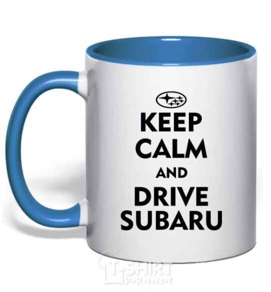 Mug with a colored handle Drive Subaru royal-blue фото