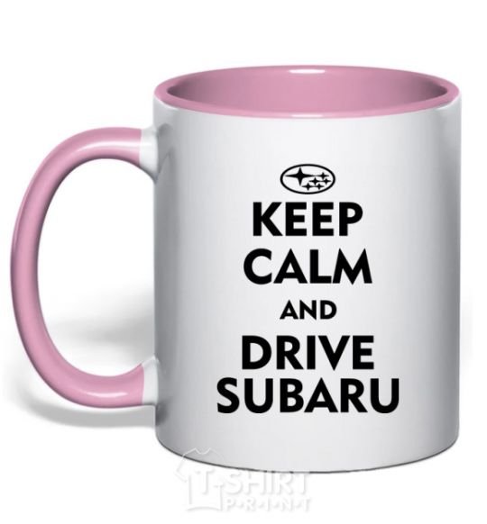 Mug with a colored handle Drive Subaru light-pink фото