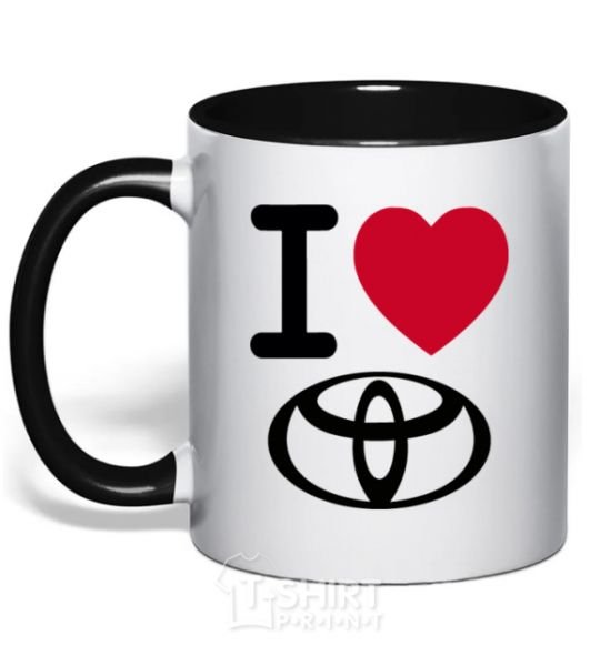 Mug with a colored handle I Love Toyota black фото