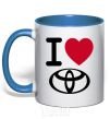 Mug with a colored handle I Love Toyota royal-blue фото