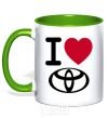 Mug with a colored handle I Love Toyota kelly-green фото