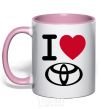 Mug with a colored handle I Love Toyota light-pink фото