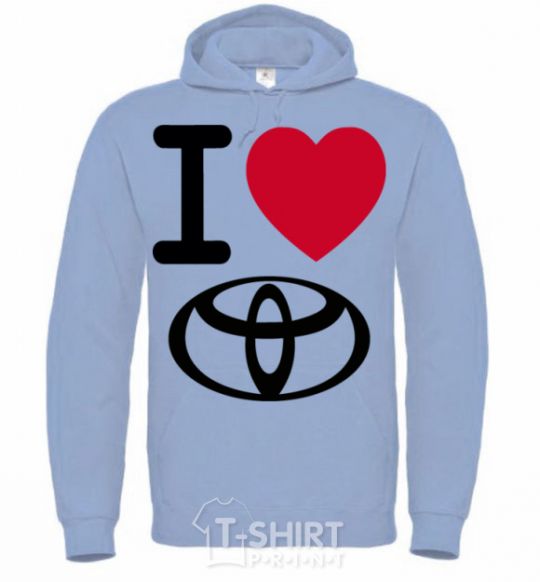 Men`s hoodie I Love Toyota sky-blue фото