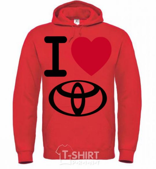 Men`s hoodie I Love Toyota bright-red фото