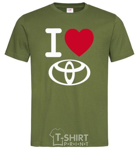 Мужская футболка I Love Toyota Оливковый фото