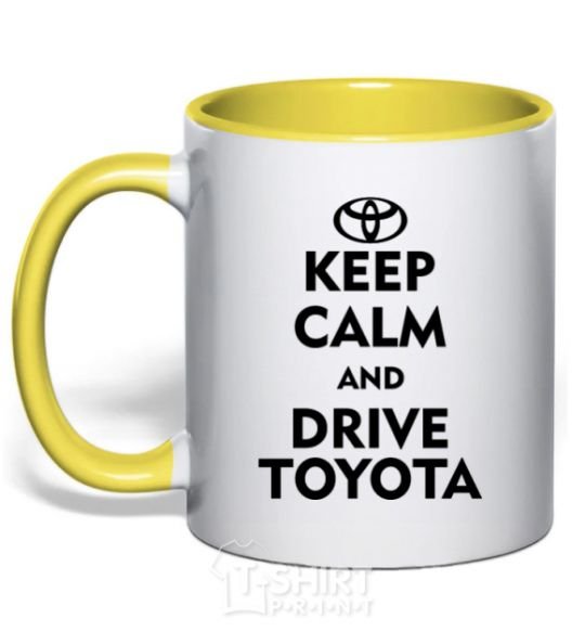 Mug with a colored handle Drive Toyota yellow фото