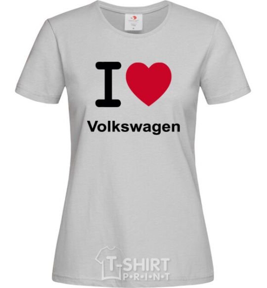 Women's T-shirt I Love Vollkswagen grey фото