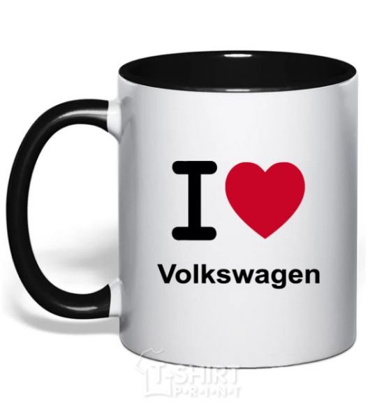 Mug with a colored handle I Love Vollkswagen black фото