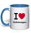 Mug with a colored handle I Love Vollkswagen royal-blue фото