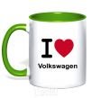 Mug with a colored handle I Love Vollkswagen kelly-green фото