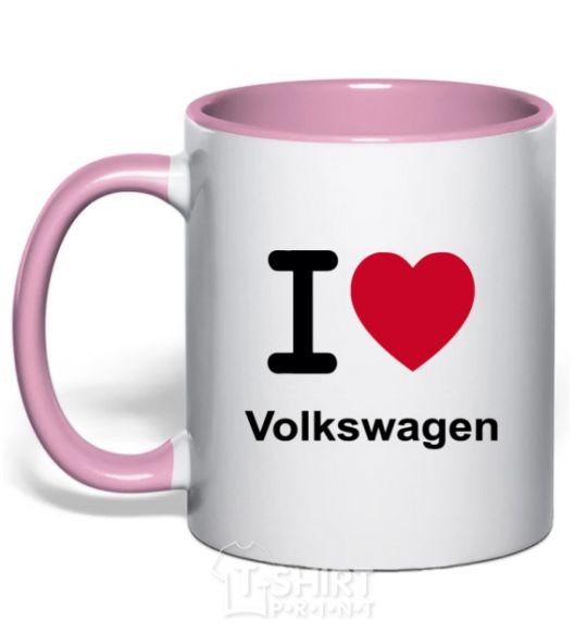 Mug with a colored handle I Love Vollkswagen light-pink фото