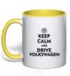 Mug with a colored handle Drive Volkswagen yellow фото