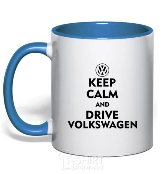 Mug with a colored handle Drive Volkswagen royal-blue фото