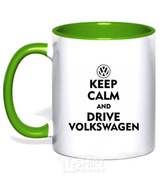 Mug with a colored handle Drive Volkswagen kelly-green фото