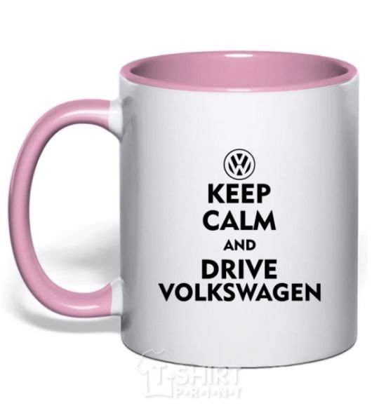 Mug with a colored handle Drive Volkswagen light-pink фото