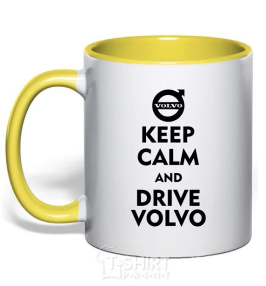 Mug with a colored handle Drive Volvo yellow фото