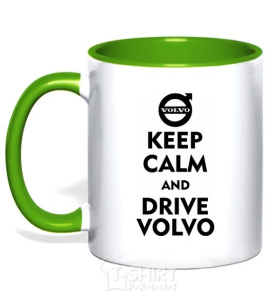 Mug with a colored handle Drive Volvo kelly-green фото