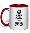 Mug with a colored handle Drive Volvo red фото