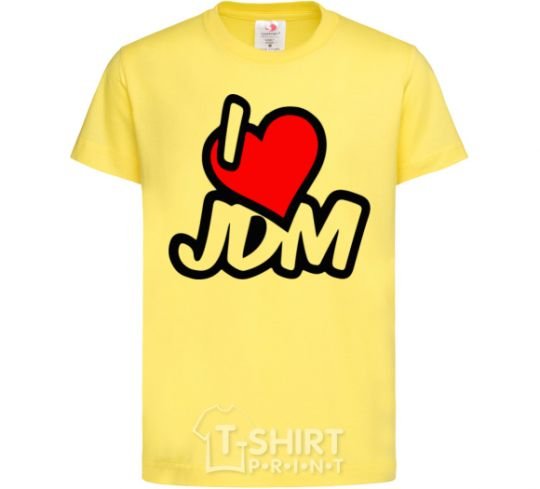 Kids T-shirt I love JDM cornsilk фото