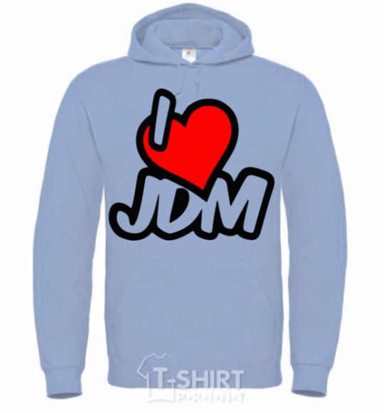 Men`s hoodie I love JDM sky-blue фото