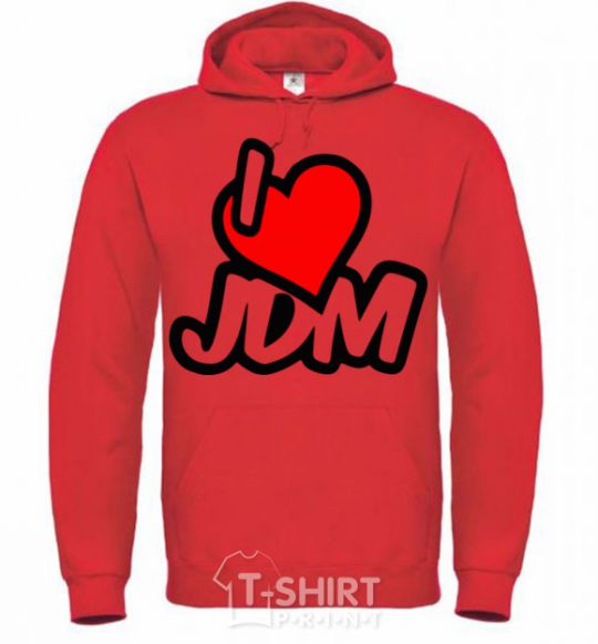 Men`s hoodie I love JDM bright-red фото