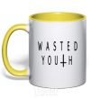 Mug with a colored handle Wasted yellow фото