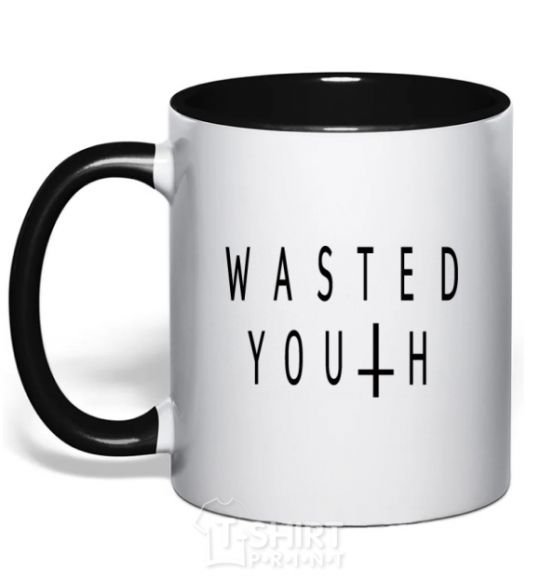 Mug with a colored handle Wasted black фото