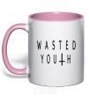 Mug with a colored handle Wasted light-pink фото