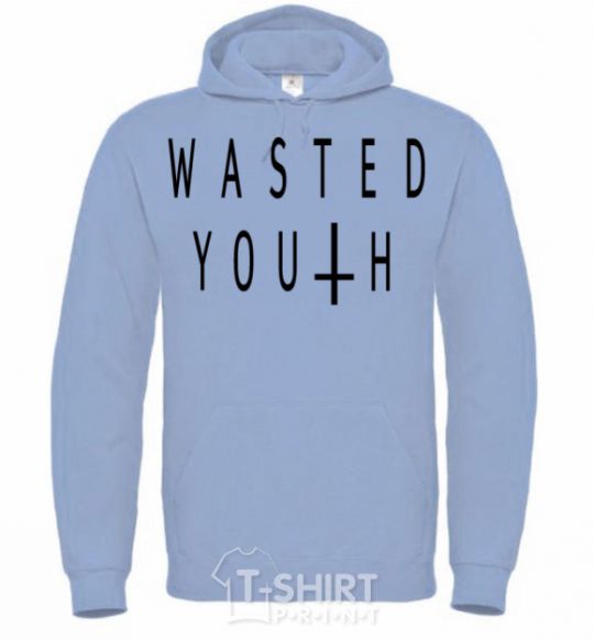 Men`s hoodie Wasted sky-blue фото