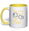 Mug with a colored handle Stay away rom my boy yellow фото