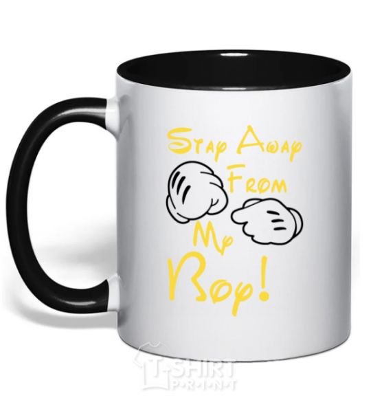 Mug with a colored handle Stay away rom my boy black фото