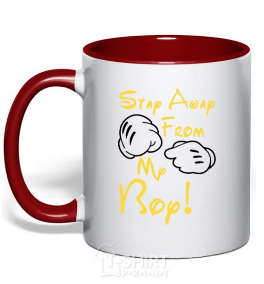 Mug with a colored handle Stay away rom my boy red фото