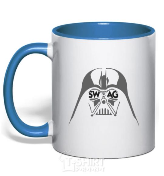 Mug with a colored handle DARK SIDE SWAG royal-blue фото