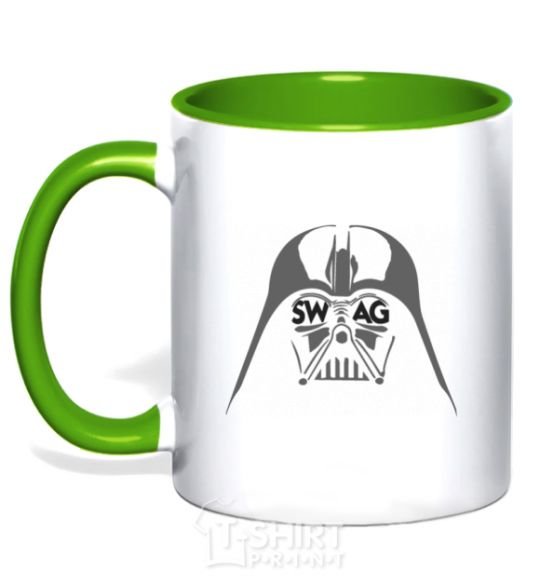 Mug with a colored handle DARK SIDE SWAG kelly-green фото