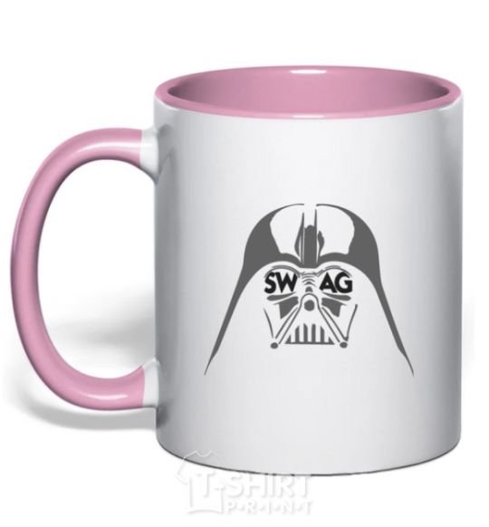 Mug with a colored handle DARK SIDE SWAG light-pink фото