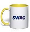 Mug with a colored handle Swag galaxy yellow фото