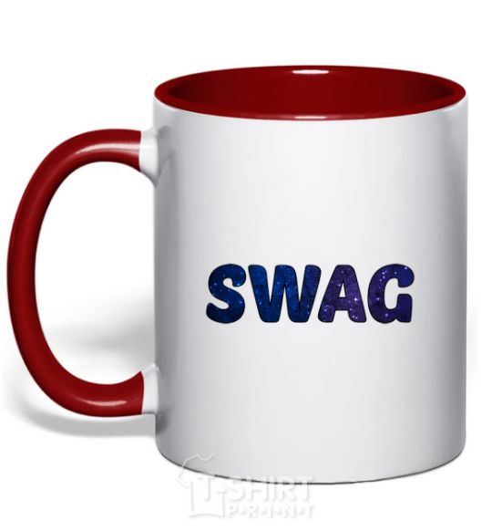 Mug with a colored handle Swag galaxy red фото