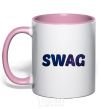 Mug with a colored handle Swag galaxy light-pink фото
