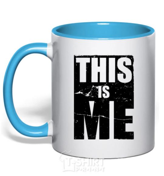 Mug with a colored handle This is me sky-blue фото