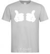 Men's T-Shirt Mickey hands thumbs up grey фото