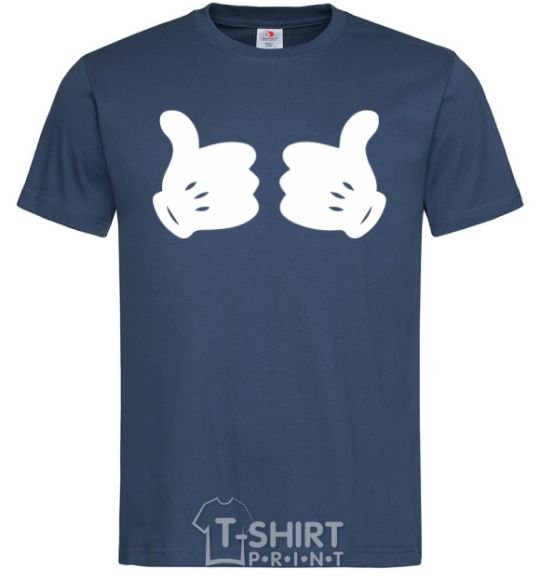 Men's T-Shirt Mickey hands thumbs up navy-blue фото