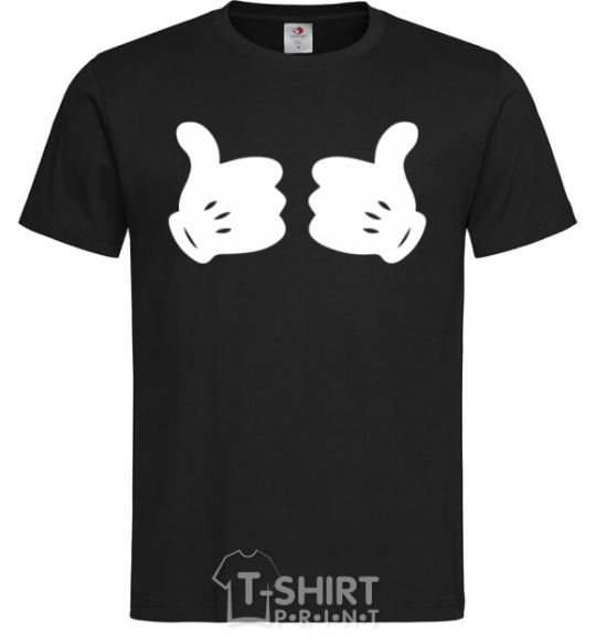 Men's T-Shirt Mickey hands thumbs up black фото