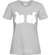 Women's T-shirt Mickey hands thumbs up grey фото