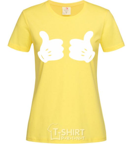 Women's T-shirt Mickey hands thumbs up cornsilk фото